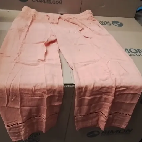 BOXED BRAND NEW APPROXIMATELY 38 JD WILLIAMS CRINKLE WIDE LEG TROUSERS APRICOT SIZE 22