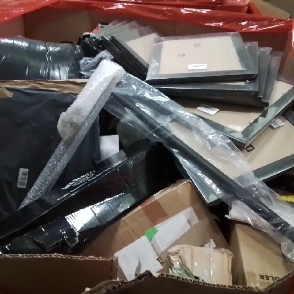PALLET OF ASSORTED HOUSEHOLD GOODS AND PRODUCTS TO INCLUDE;PHOTO FRAMES,DARTS MAT,AIR COOLER