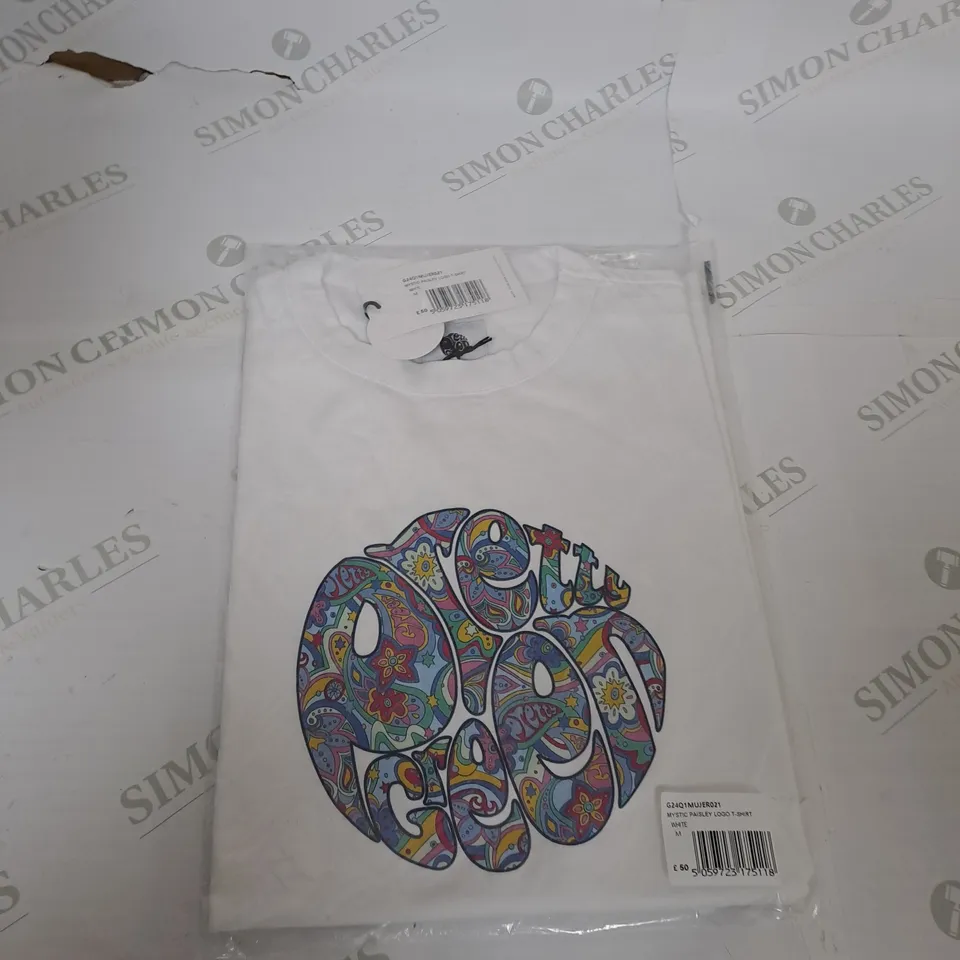 BAGGED PRETTY GREEN MYSTIC PAISLEY LOGO T-SHIRT SIZE M