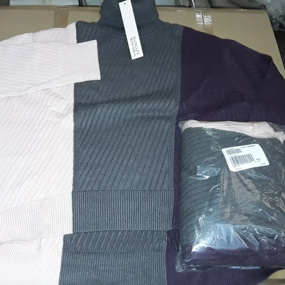 LOT OF APPROXIMATELY 9 BAGGED AS NEW BADGLEY MISCHKA ROLL NECK JUMPERS IN MULTI - ALL SIZE XL