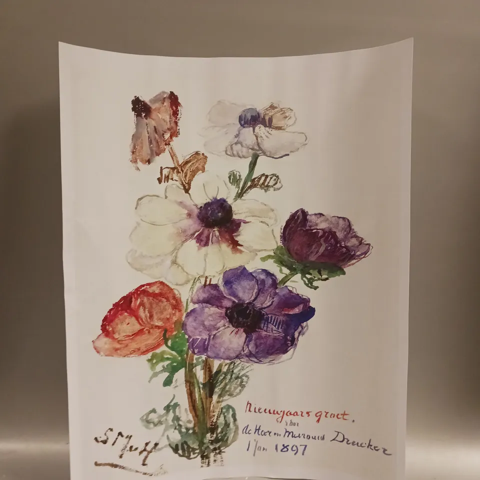 SIGNED FLORAL ART PRINT