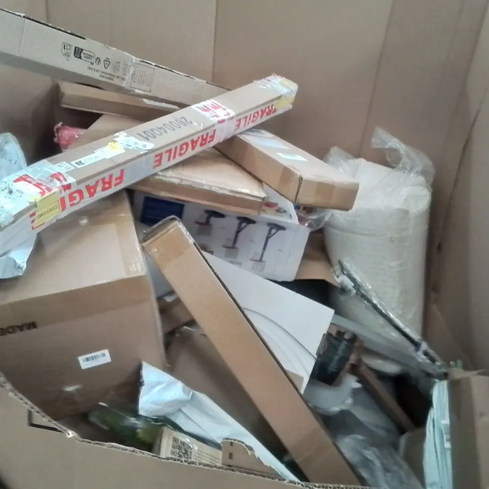 PALLET OF ASSORTED HOUSEHOLD GOODS AND PRODUCTS TO INCLUDE;COFFEE MACHINE,SHOWER SYSTEM,TV STAND 