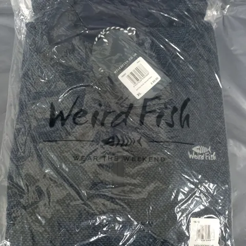 BAGGED WEIRD FISH ERRILL ECO 1/4 ZIP TEXTURED FLEECE IN NAVY - XL