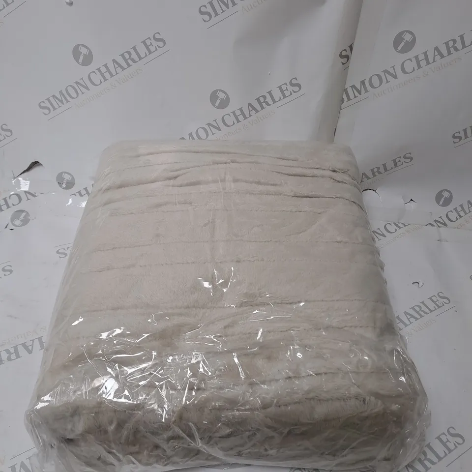 BOXED COZEE HOME VELVET SOFT HEATED BLANKET - STONE