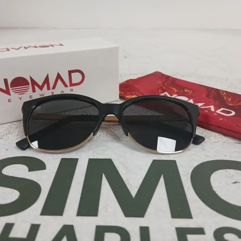 NOMAD EYEWEAR SUNGLASSES – BLACK FRAME WITH GOLD RIM