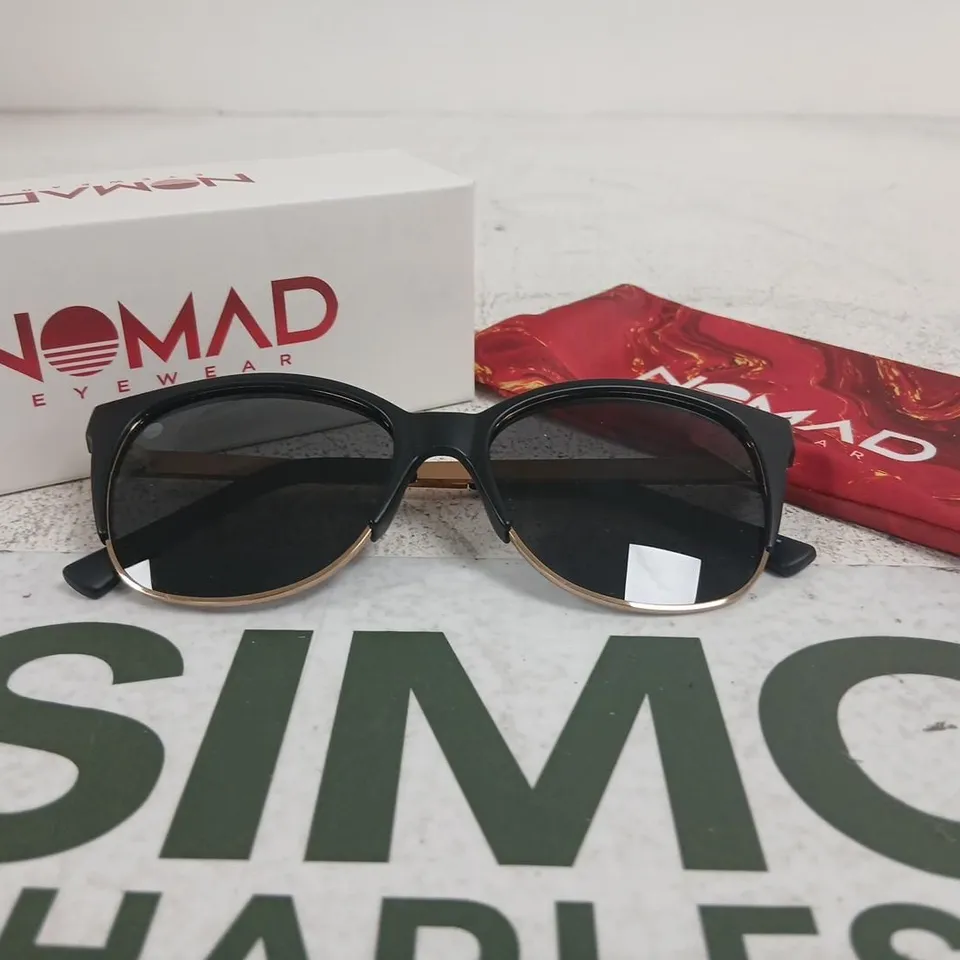 NOMAD EYEWEAR SUNGLASSES – BLACK FRAME WITH GOLD RIM