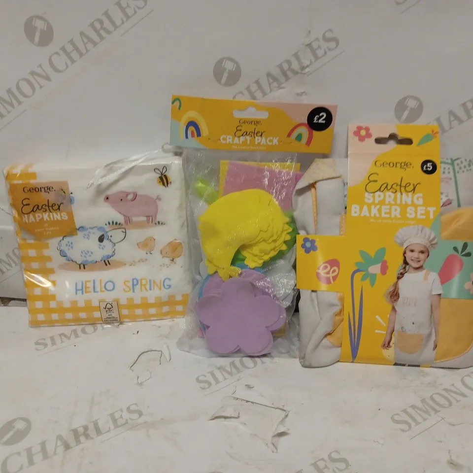 BOX OF APPROXIMATELY 35 EASTER ITEMS TO INCLUDE EASTER NAPKINS, EASTER CRAFT PACK, EASTER SPRING BAKER SET, ETC