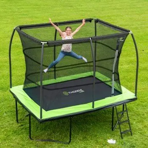 BOXED 10 x 7.5FT THORPE SPORTS RECTANGLE TRAMPOLINE WITH ENCLOSURE NET (3 BOXES)