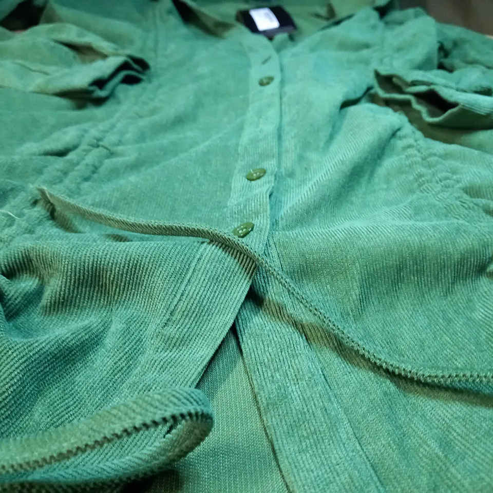 PLT KHAKI CORD DOUBLERUCHED DETAIL SHIRT DRESS - SIZE 8