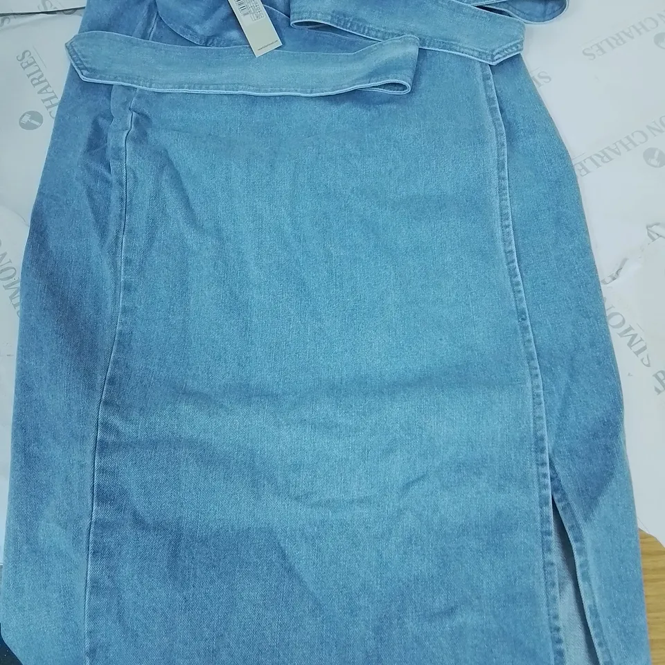 NEVER FULLY DRESSED WRAP DETAIL DENIM SKIRT - UK 8