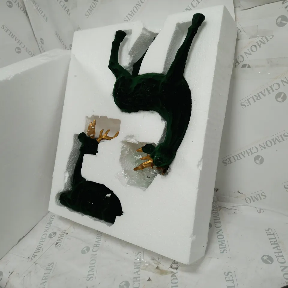BOXED ALISON CORK SET OF 2 VELVET HENRY STAGS