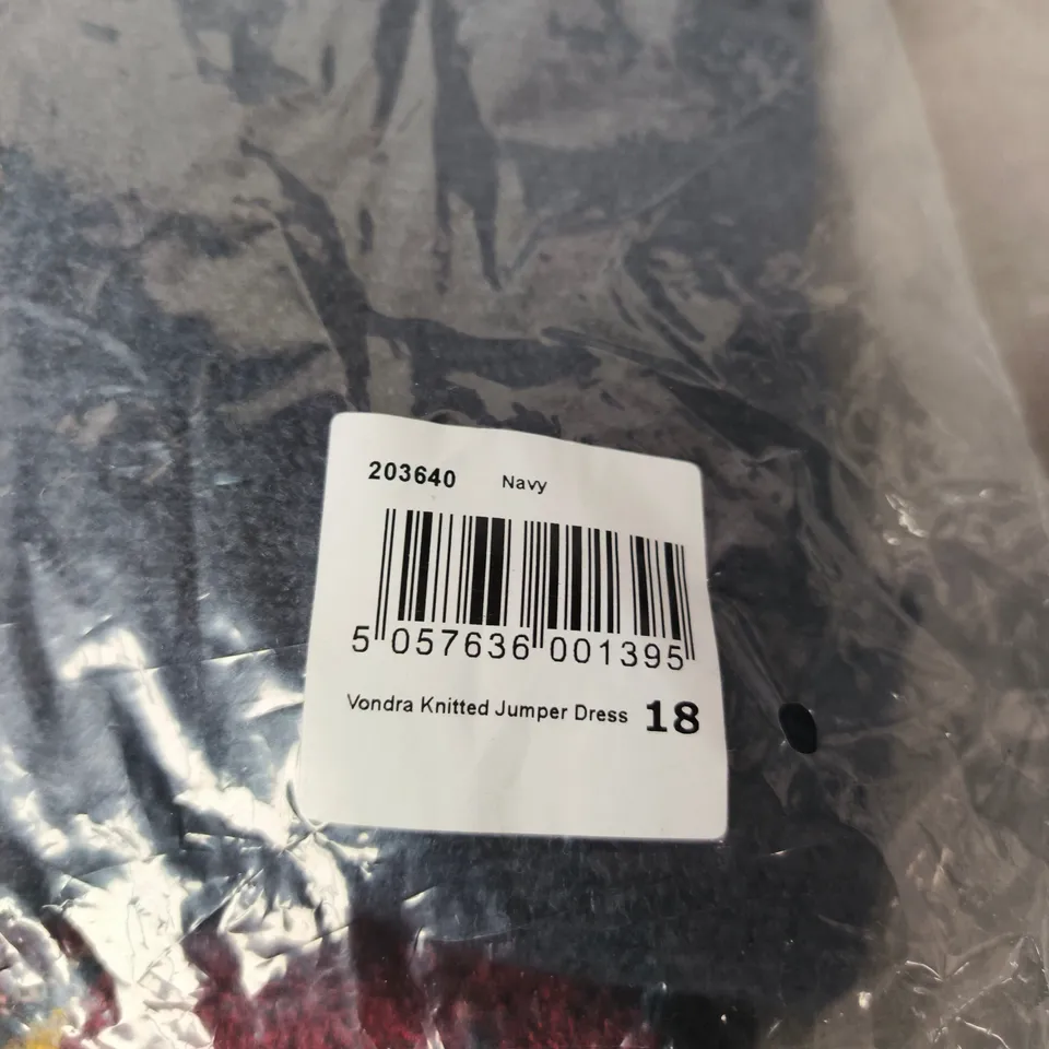 BAGGED WEIRD FISH NAVY KNITTED JUMPER DRESS – UK 18