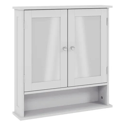 BOXED LASSIC PRIANO 2 DOOR MIRRORED WALL CABINET WITH SHELF - WHITE (1 BOX)