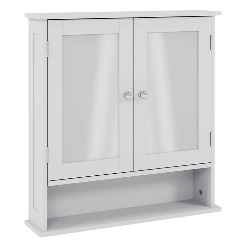 BOXED LASSIC PRIANO 2 DOOR MIRRORED WALL CABINET WITH SHELF - WHITE (1 BOX)