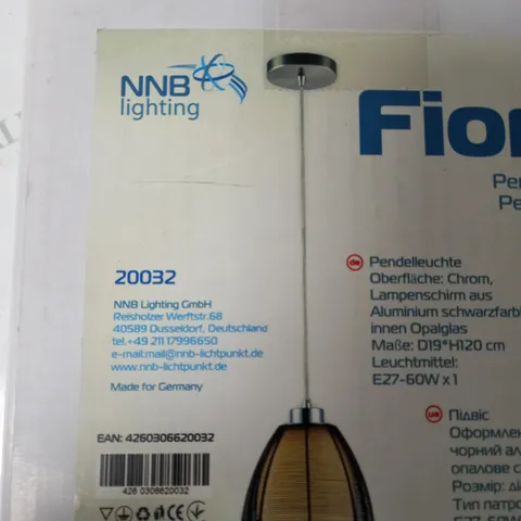 BOXED NNB LIGHTING FIONA 1 LIGHT PENDANT IN BLACK