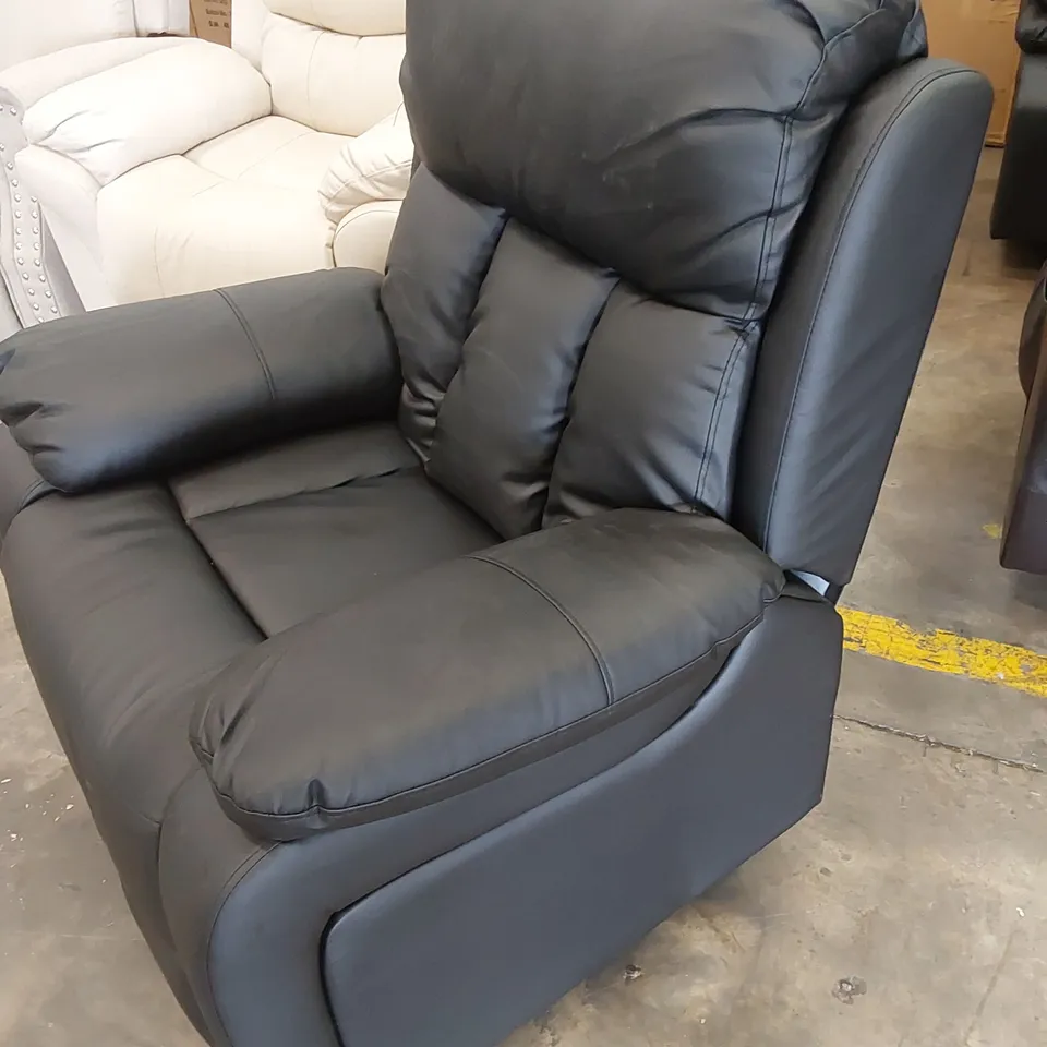DESIGNER FAUX LEATHER POWER RECLINER CHAIR - BLACK