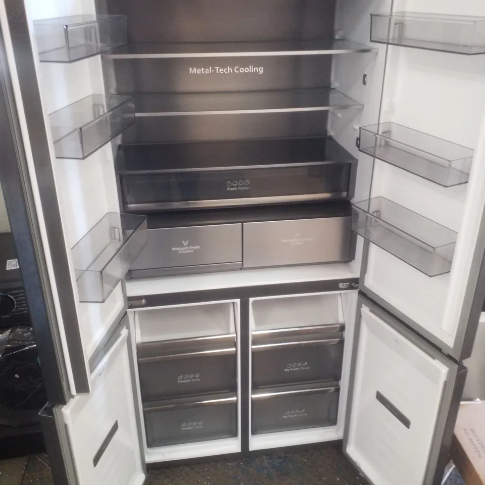 HISENSE RQ768N4GBE KITCHEN FIT TOTAL NO FROST MULTI-DOOR AMERICAN FRIDGE FREEZER - BLACK GLASS