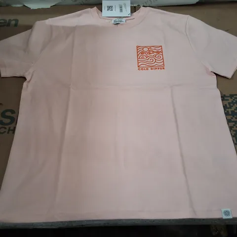 BOX CONTAINING APPROXIMATELY 38 BRASS MONKEY LADIES PINK COLD DIPPER T-SHIRT, SIZE L
