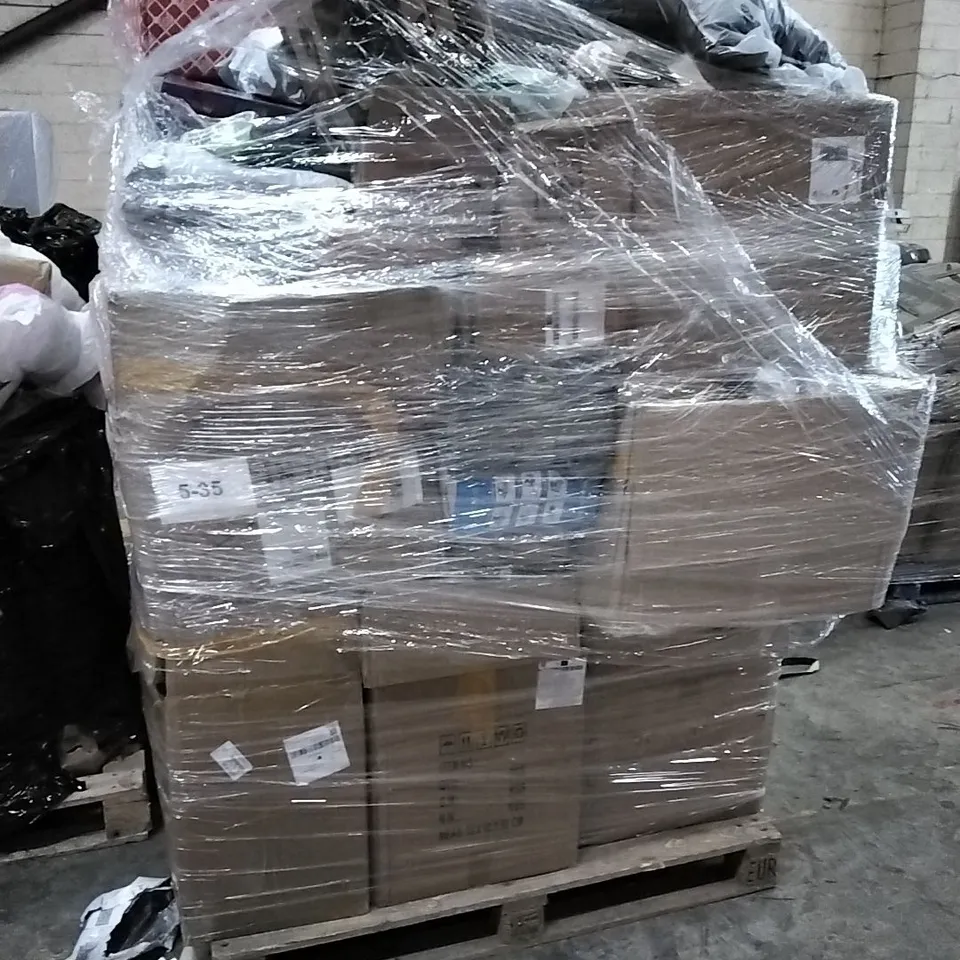 PALLET OF HOUSEHOLD ITEMS TO INCLUDE SPIDER TRANSFORMATION CAR, CORDLESS BLOWER, PLAYPENS, CLOCK AND OTHER ASSORTED ITEMS...