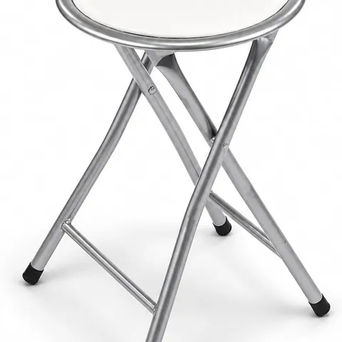 BOXED WHITE PADDED FOLDING BREAKFAST KITCHEN BAR STOOL SEAT