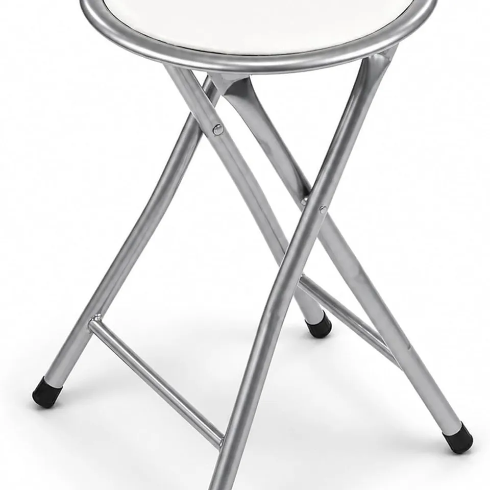BOXED WHITE PADDED FOLDING BREAKFAST KITCHEN BAR STOOL SEAT