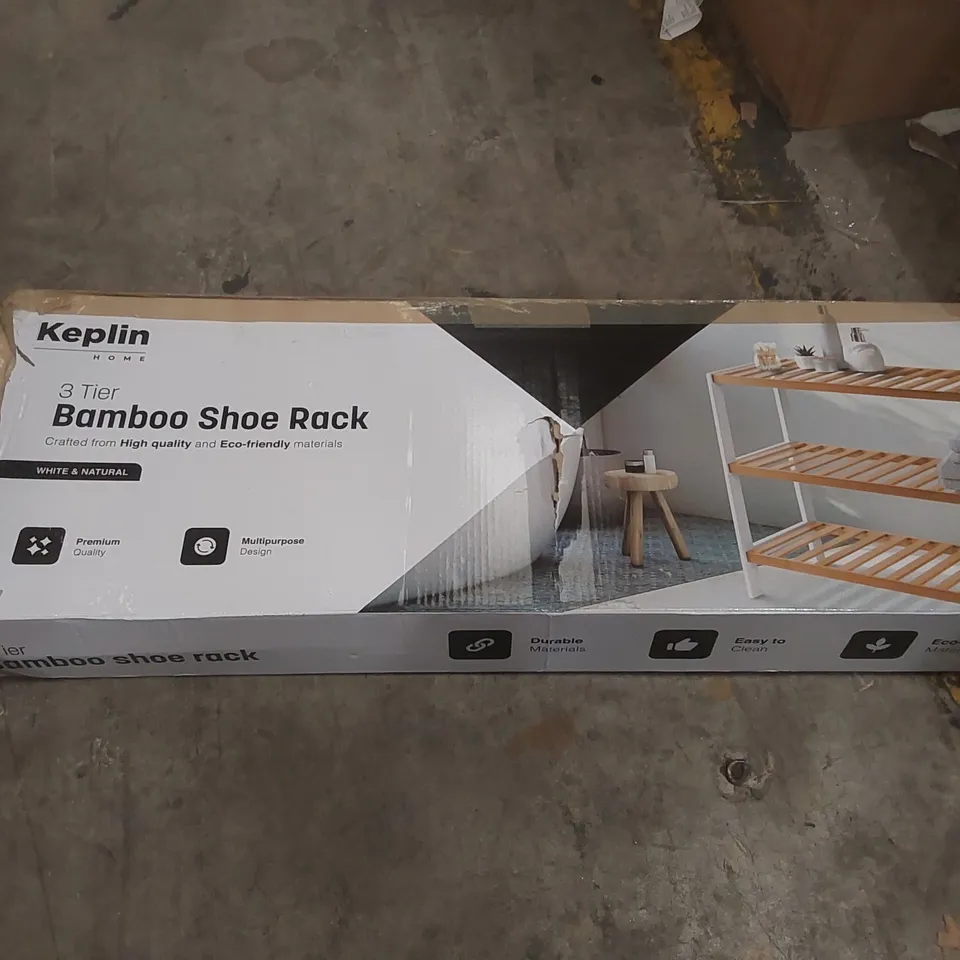 BOXED KEPLIN 3 TIER BAMBOO SHOE RACK