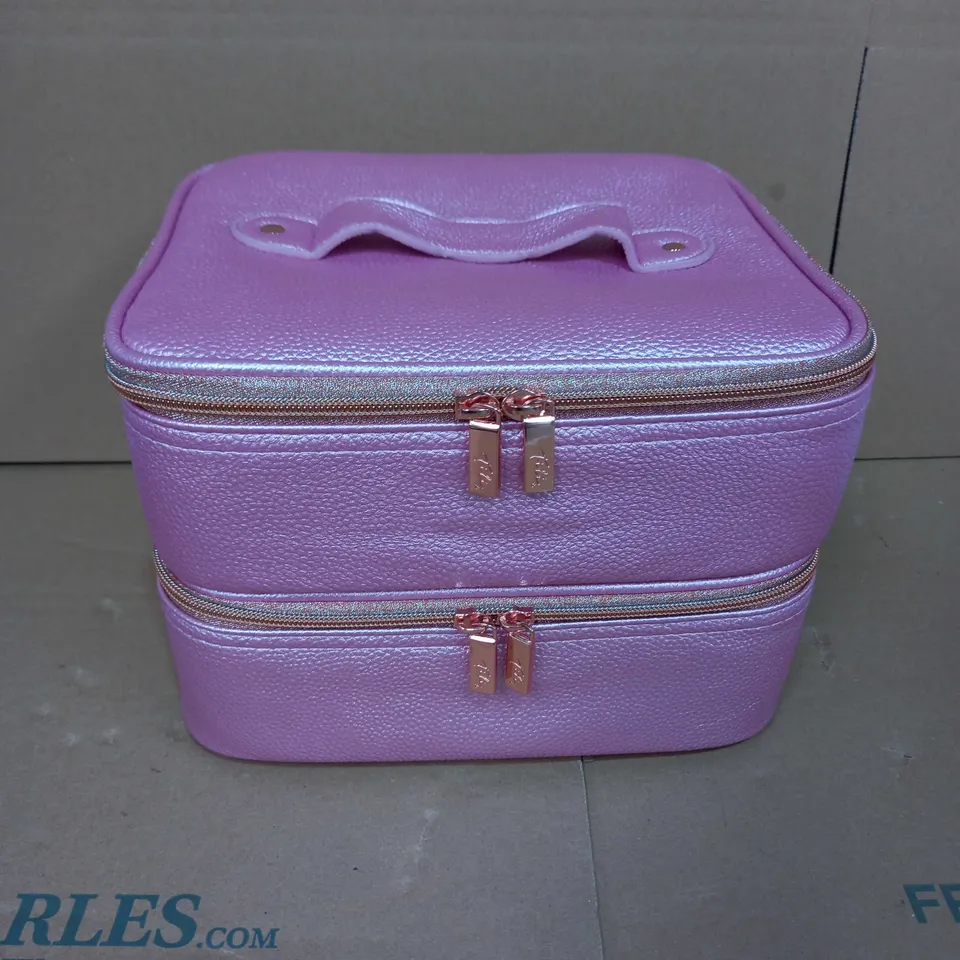 METALLIC MAKE-UP ORGANISER TWO TIER VANITY CASE