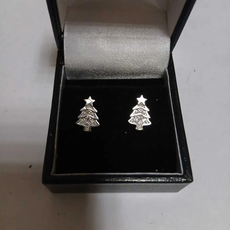 DIAMONIQUE XMAS TREE STUD EARRINGS