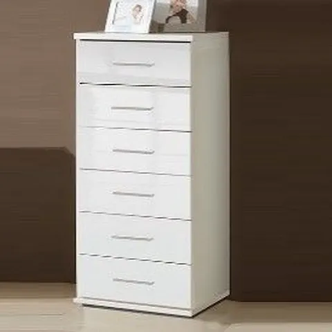 BRAND NEW BOXED ALTON CHEST OF DRAWERS TALL IN HIGH GLOSS ALPINE WHITE (1 BOX)