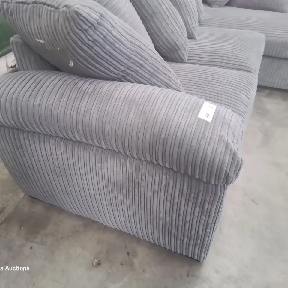 DESIGNER AMALFI RH CHAISE SOFA WITH SCATTER CUSHIONS GREY JUMBO CHORD