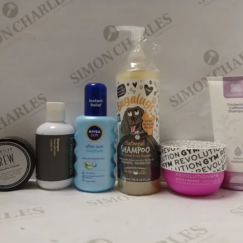 BOX OF APPROX 20 ASSORTED HEALTH AND BEAUTY ITEMS TO INCLUDE - HEALTHSPAN THICKENING CAFFEINE SHAMPOO - NIVEA AFTER SUN MOISTURE - REVOLUTION GYM BOOTY BOOST