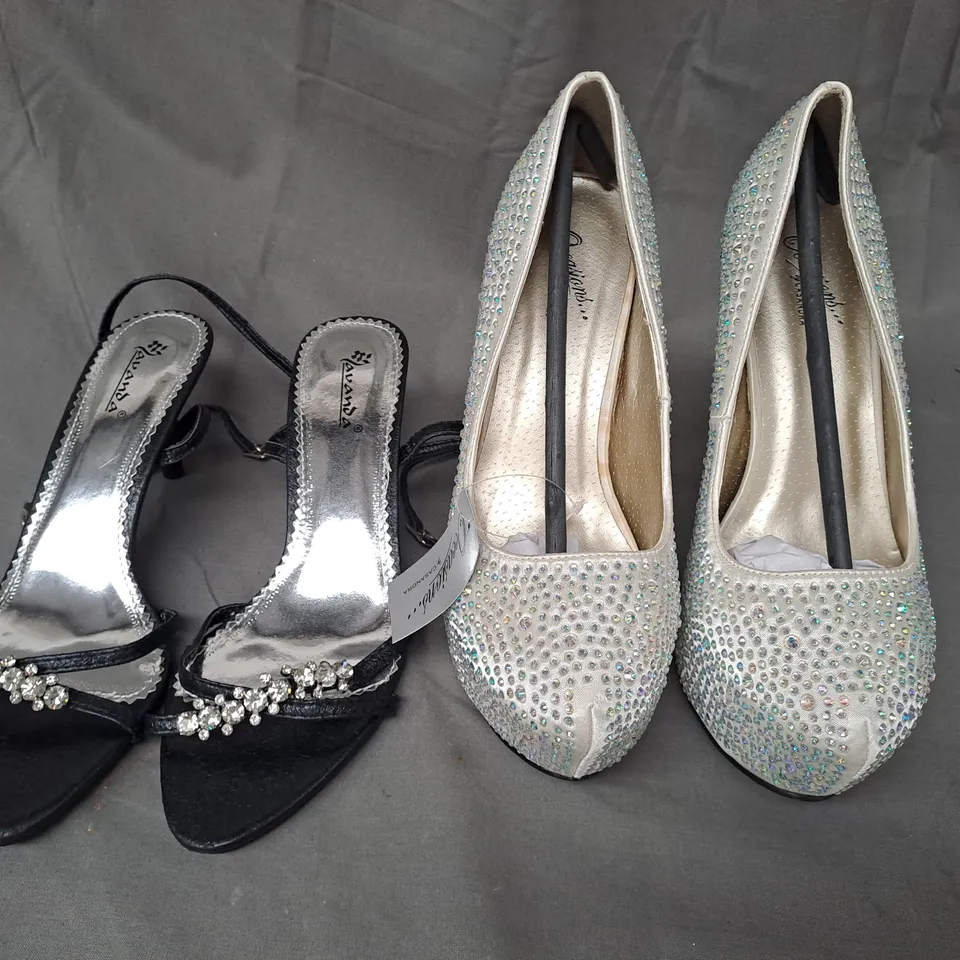 BOX OF APPROXIMATELY 10 ASSORTED PAIRS OF SHOES IN VARIOUS COLOURS, STYLES, AND SIZES