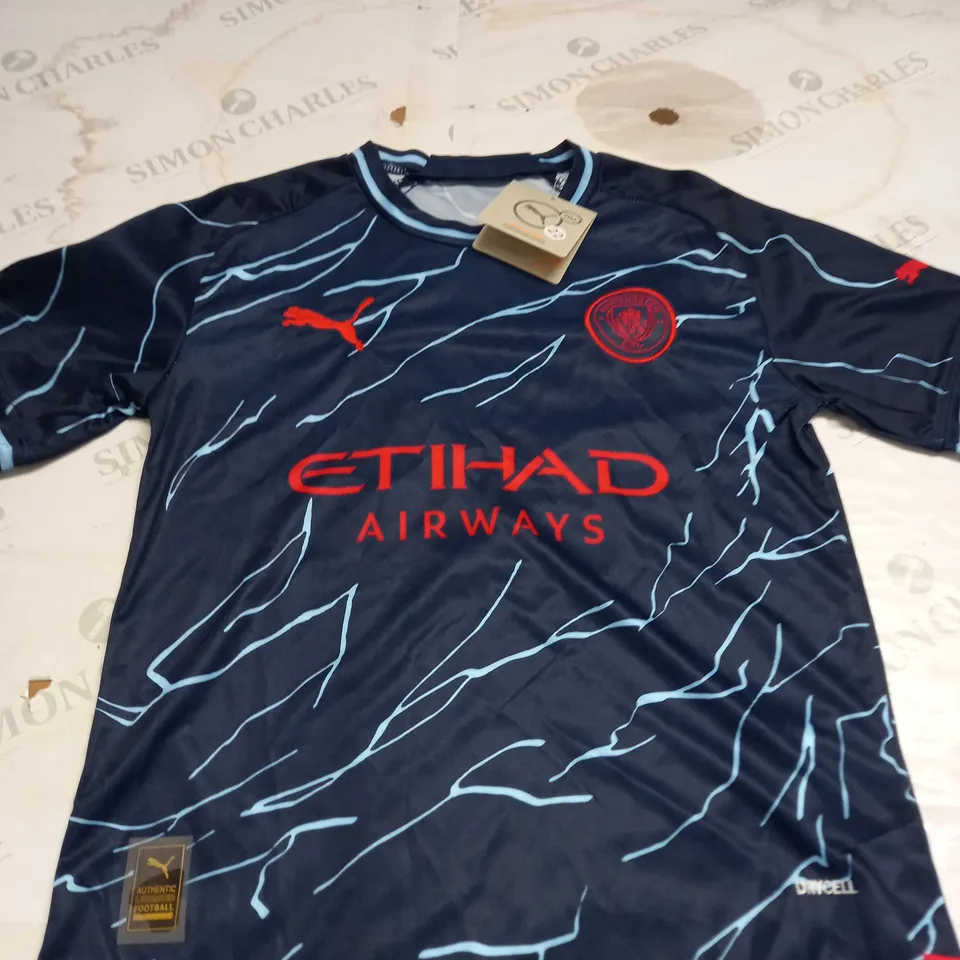 MANCHESTER CITY FC 3RD SHIRT AND SHORTS WITH HAALAND 9 ON THE BACK SIZE 22