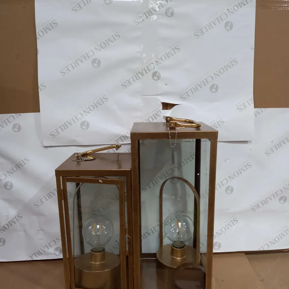 BUNDLEBERRY BY AMANDA HOLDEN SET OF 2 SQUARE LANTERNS WITH REMOVABLE LAMPS