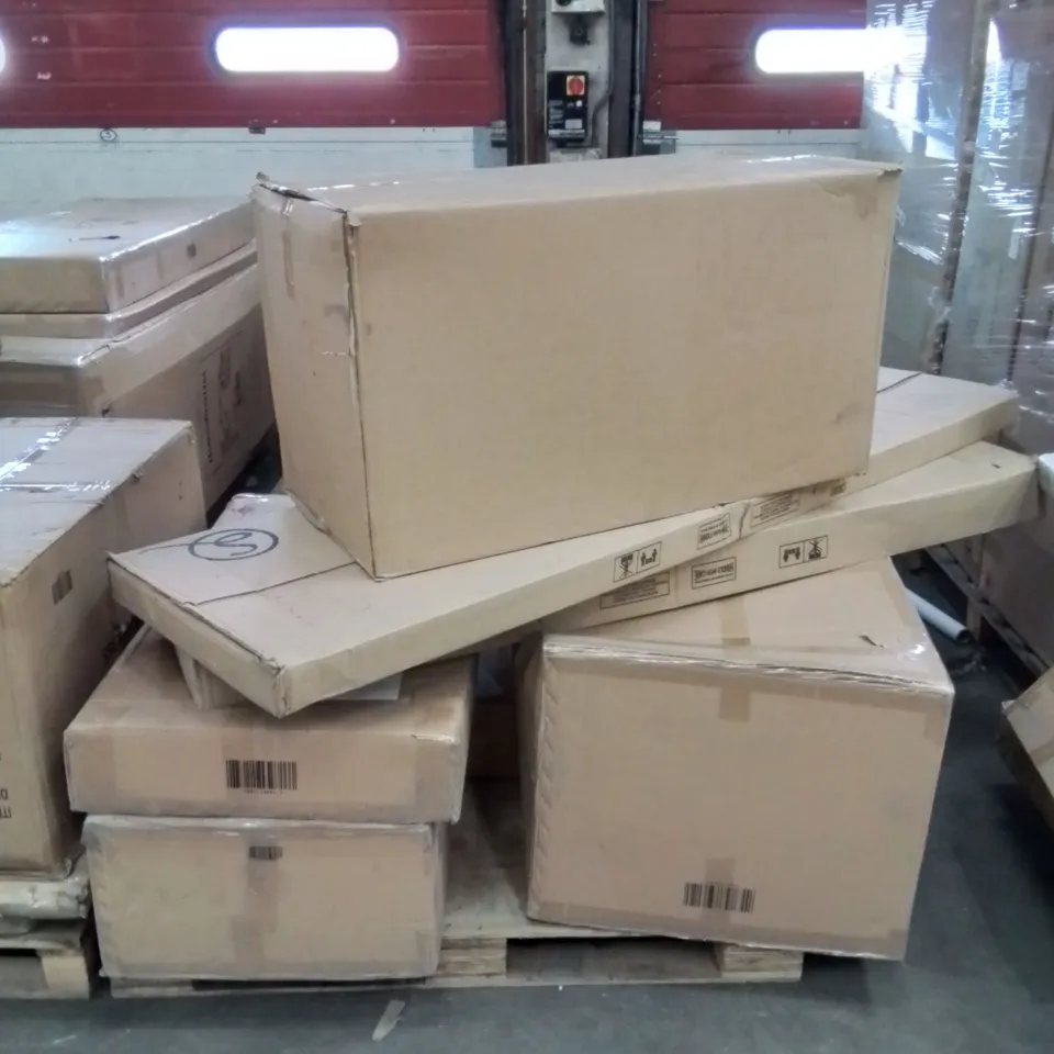 PALLET OF ASSORTED HOMES DIRECT 365 INCOMPLETE FURNITURE PARTS AND PIECES