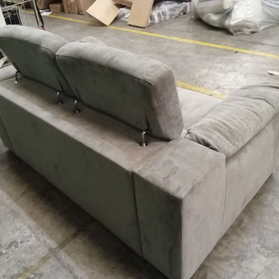 DESIGNER 2 SEATER FABRIC SOFA WITH ADJUSTABLE HEADREST