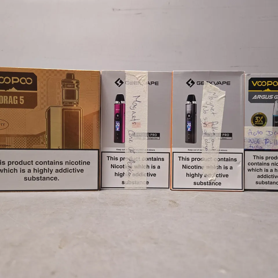 BOX OF APPROXIMATELY 15 ASSORTED E-CIGARETTES TO INCLUDE - VOOPOO , GEEK VAPE 