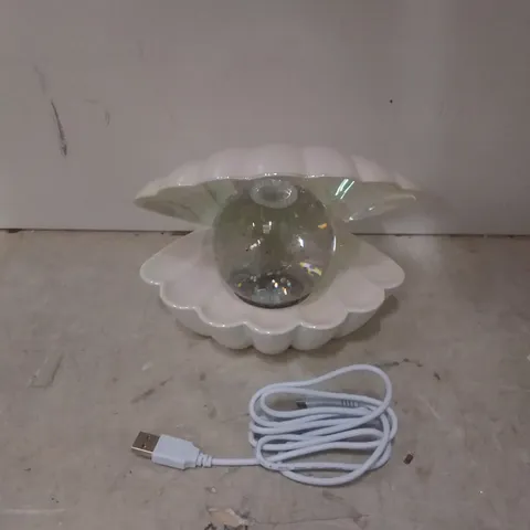 BOXED SENSE AROMA SEA SHELL LED COLOUR CHANGING LAMP ( WHITE PEARL) 