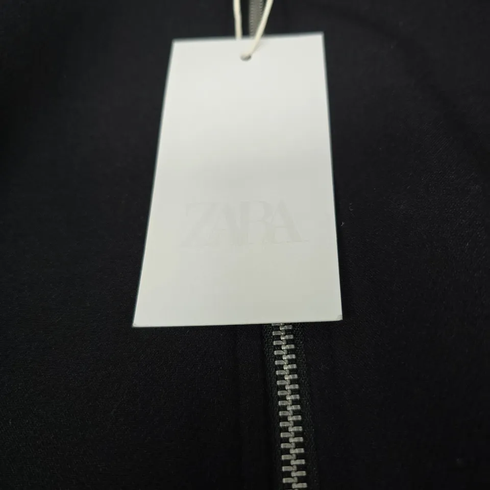 ZARA BLACK ZIP-FRONT BOMBER JACKET LARGE