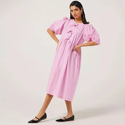 HELENE BERMAN TIE FRONT DRESS ZIP FASTENING GOODWIN PINK SIZE 18