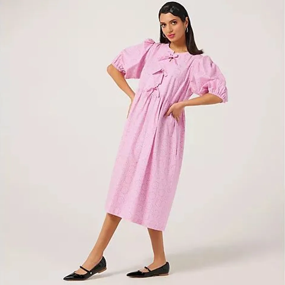 HELENE BERMAN TIE FRONT DRESS ZIP FASTENING GOODWIN PINK SIZE 18