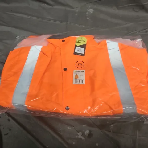 BAGGED BOMBER JACKET FLEECE LINED HV IN ORANGE - XXL