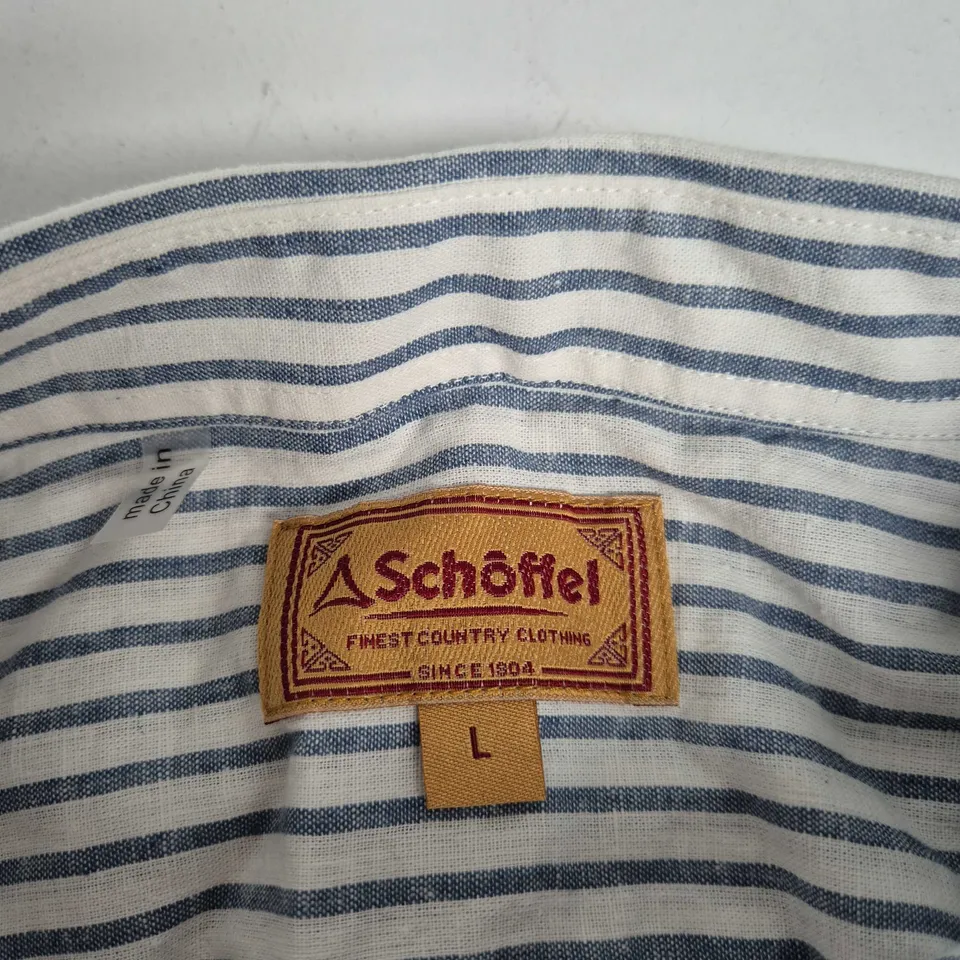 SCHÖFFEL WALSINGHAM LINEN SHIRT – BLUE STRIPE – SIZE L