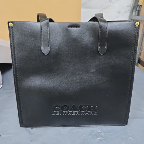 COACH LEATHERWARE HANDBAG β BLACK LEATHER WITH GOLD HARDWARE