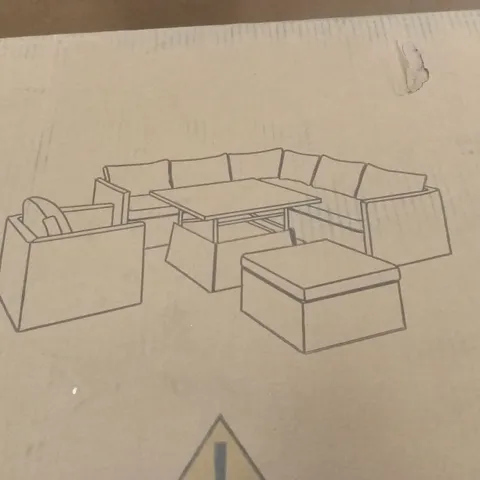 BOXED ANTIGUA OUTDOOR SOFA PARTS AND STOOL // NO TABLE, PART 1 OF 3 ONLY (1 BOX)
