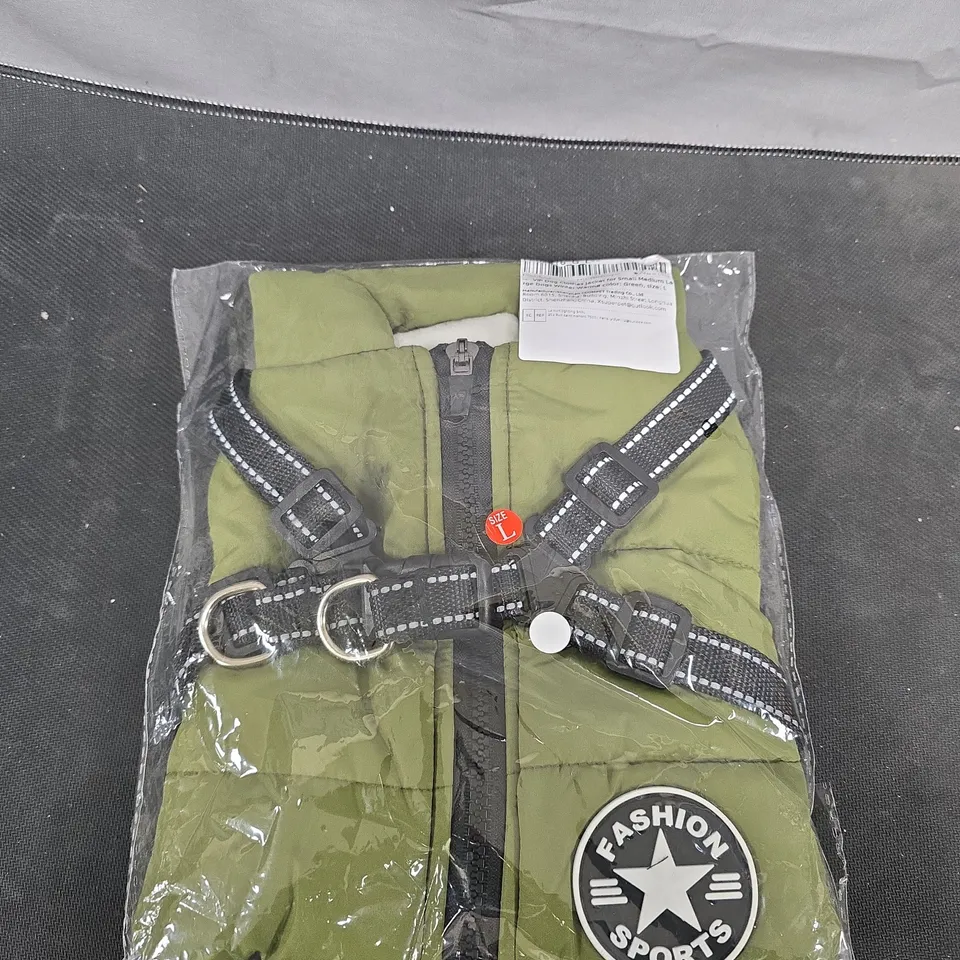 GREEN PET HARNESS VEST – SIZE L, FASHION SPORTS LOGO