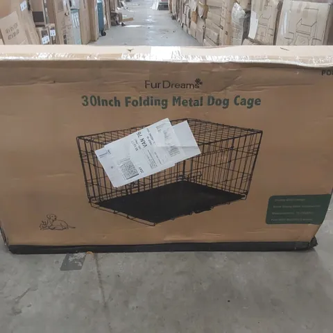 BOXED FURDREAMS 30" FOLDING METAL DOG CAGE