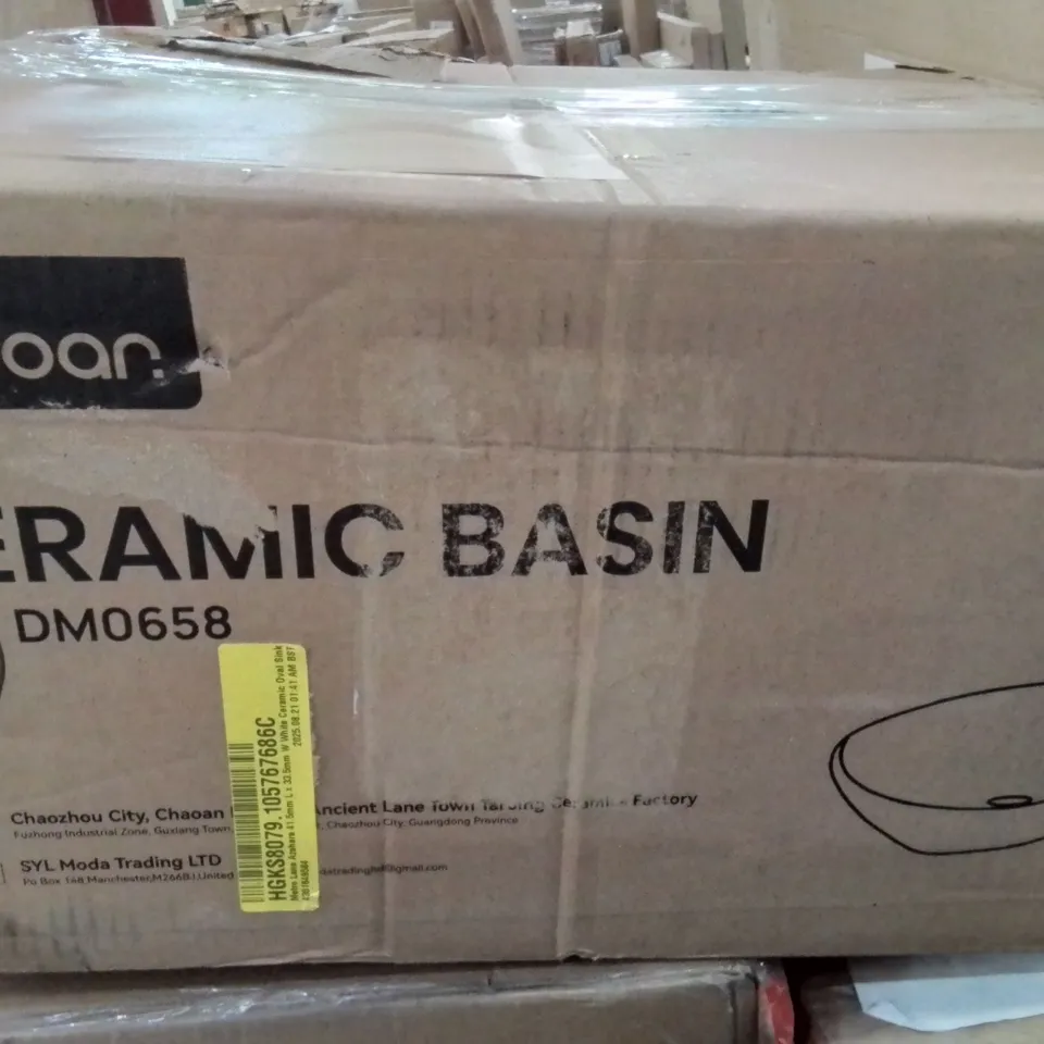 BOXED 41.5MM L × 33.5MM W WHITE CERAMIC OVAL SINK