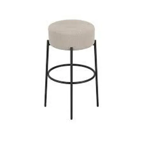 BOXED DOWAGIAC UPHOLSTERED COUNTER STOOL WITH METAL FRAME - IVORY/BLACK (1 BOX)