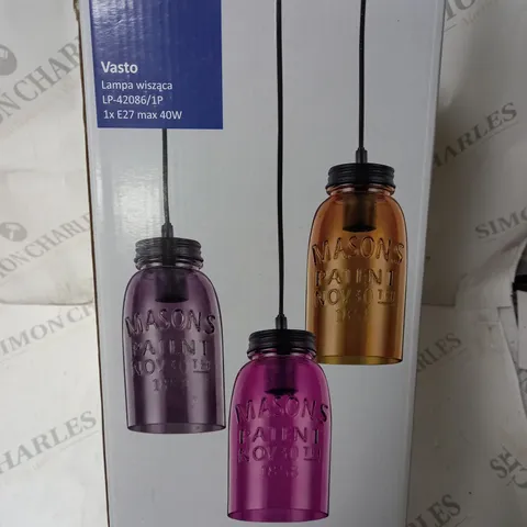 BOXED HOKKU DESIGNS VASTO 1 LIGHT MINI PENDANT SHADE COLOUR PURPLE